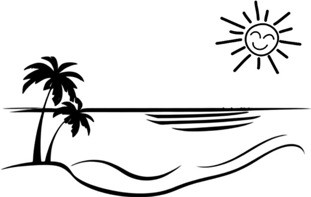 PSD palmen und strand-clipart