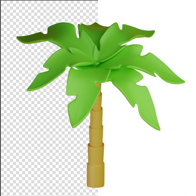 PSD palmera aislada sobre fondo blanco 3d rendering