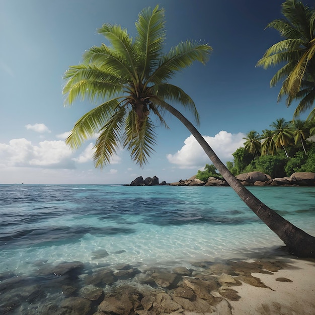 Una palmera solitaria en la pequeña isla