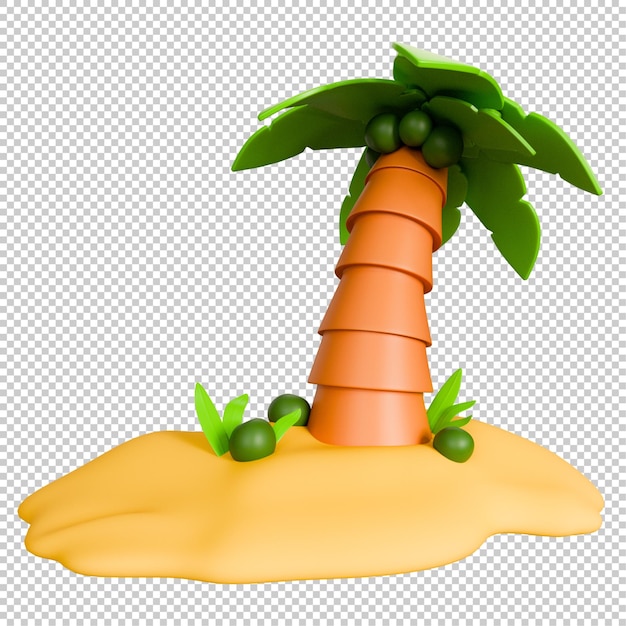 Palmeraie avec noix de coco 3d île