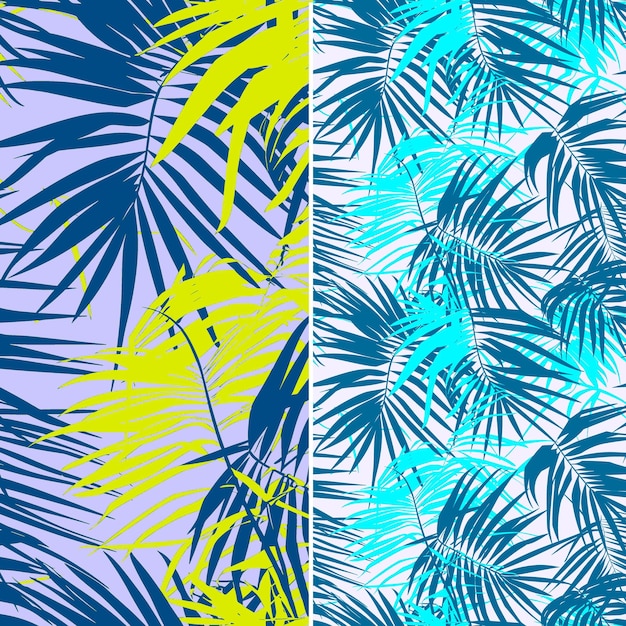 PSD palmeras en azul y amarillo con un fondo azul