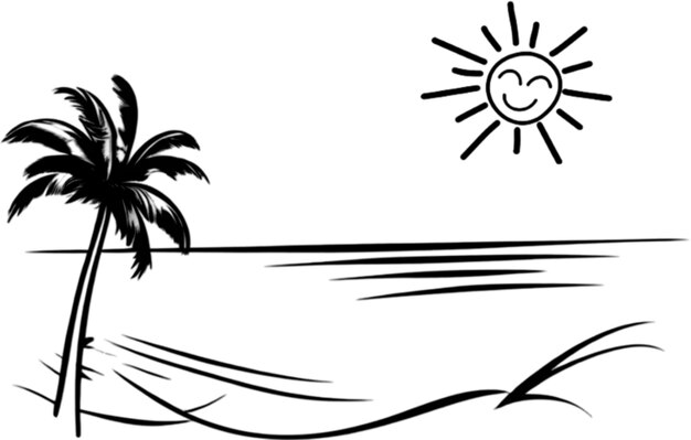 PSD palmeras y clipart de la playa