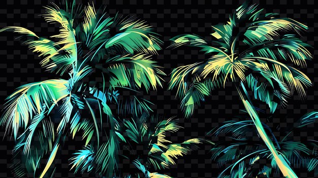 Palmeras relucientes balanceándose en una brisa tropical palmeras y2k textura forma arte de decoración de fondo