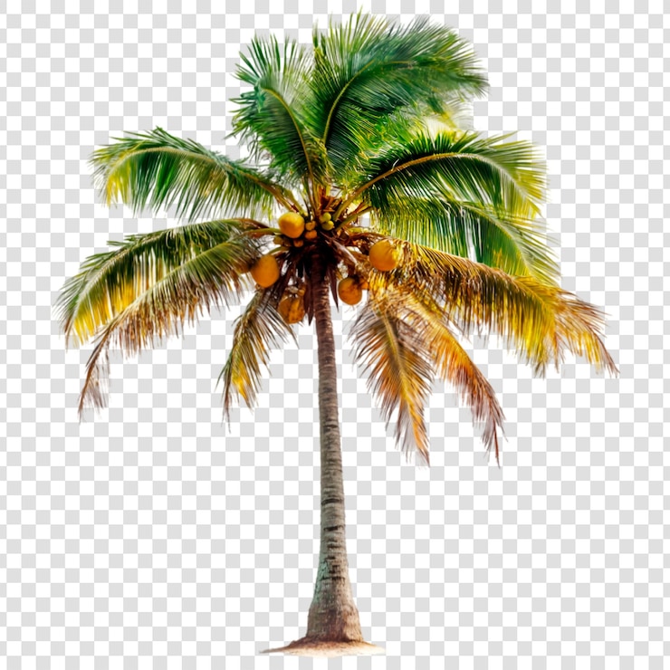 PSD un palmier à coco luxuriant avec des noix de coco mûres un paradis tropical pour les vacances