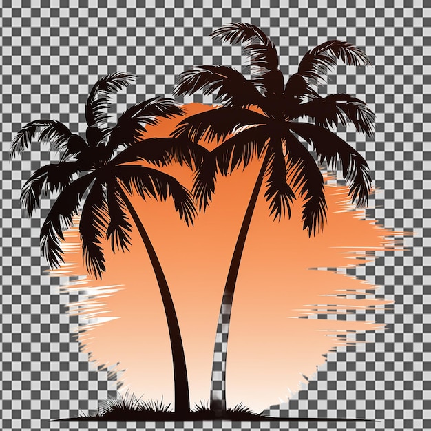 PSD un palmier est au milieu d'un coucher de soleil