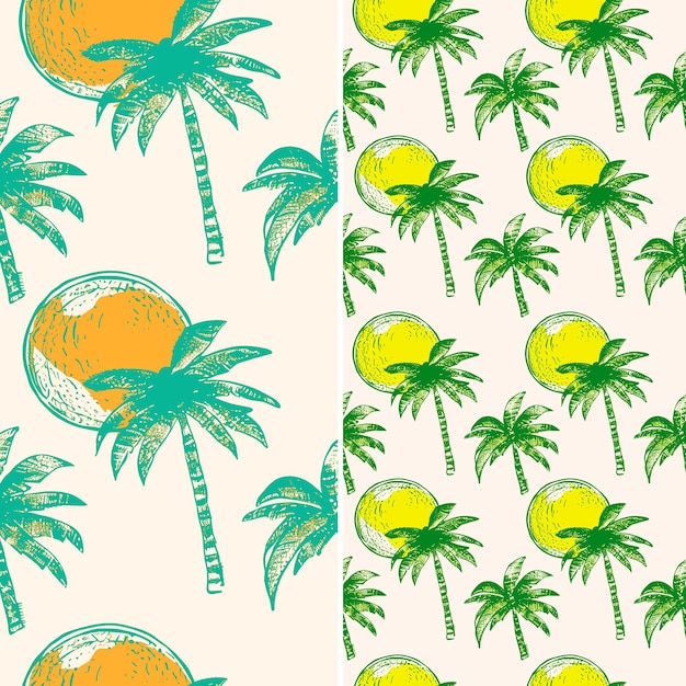 PSD palmiers et oranges en vert et jaune