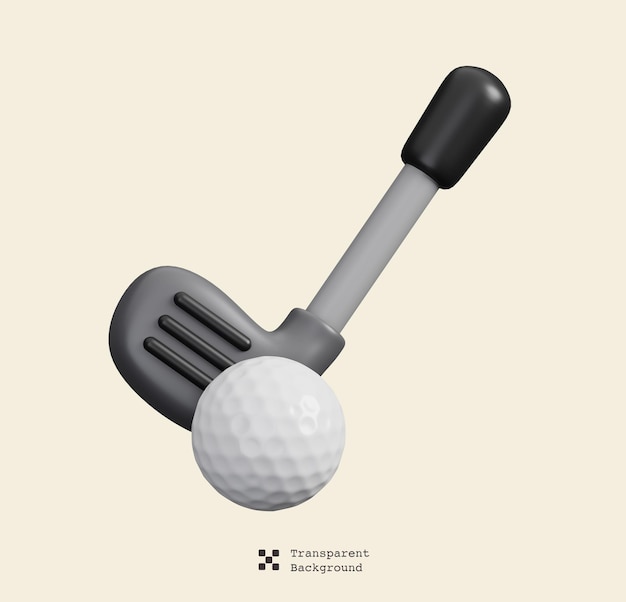 Palo de golf y pelota aislados fitness deportivo y símbolo de juego icono 3d ilustración de renderización