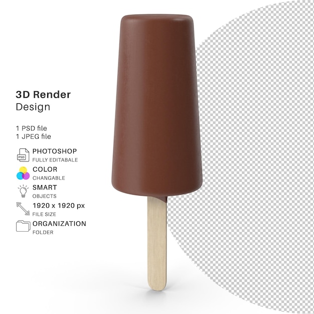 Palo de helado Modelo 3D de archivo PSD helado realista