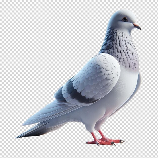 PSD una paloma gris y blanca está de pie en un fondo rojo - gris