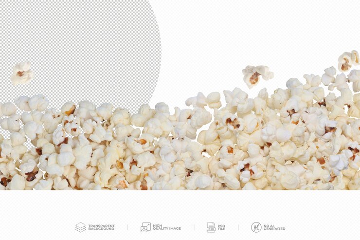 PSD palomitas de maíz frescas en un fondo transparente