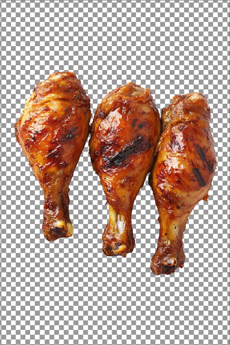 Palos de pollo jugosos y fáciles de asar una barbacoa favorita hiperrealista aislado blanco plano Tran