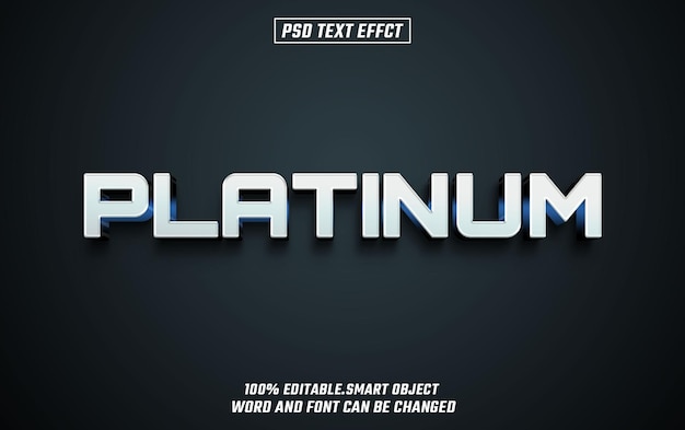 paltinum editable text font effect 3d text for title