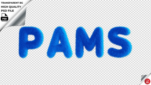 Pams tipografía azul fluffy texto psd transparente