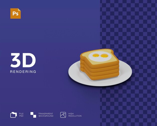 Pan 3d con ilustración de huevo