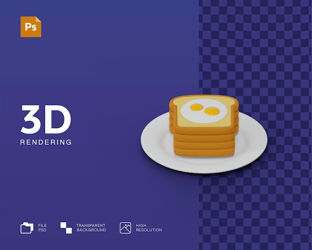 PSD pan 3d con ilustración de huevo