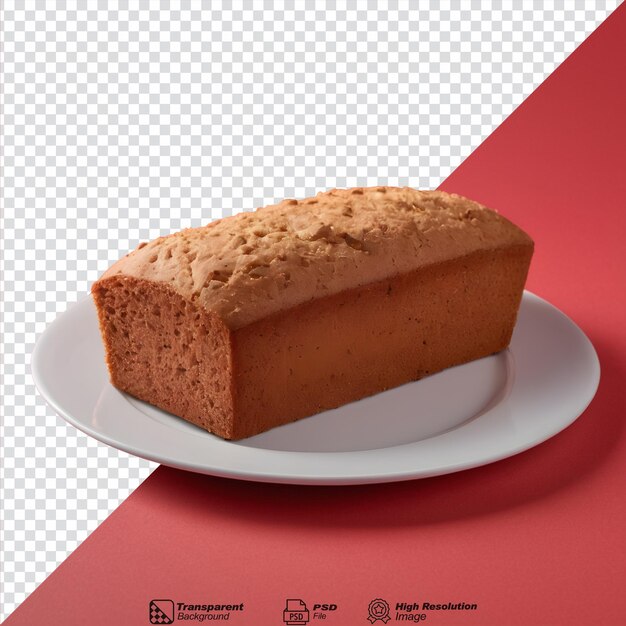 PSD pan de esponja roja en un plato largo con un fondo transparente aislado