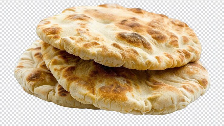 PSD pan de pita aislado sobre fondo blanco para uso culinario y en recetas