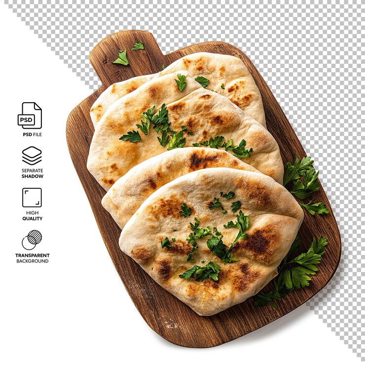 PSD pan pita en una tabla de madera aislada sin fondo