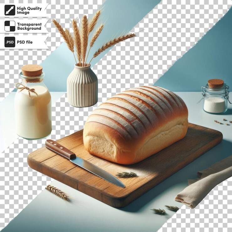 PSD pan de psd en la mesa sobre un fondo transparente