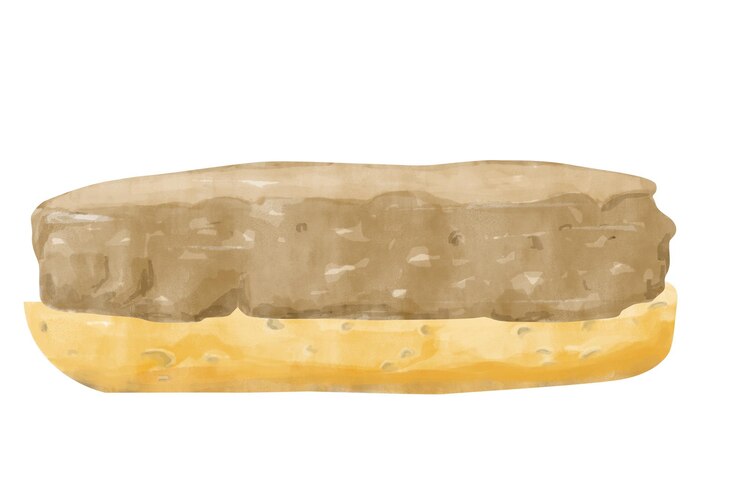 PSD pan de sándwich de acuarela con carne de res texturizado ilustración sencilla para el menú de impresión textil