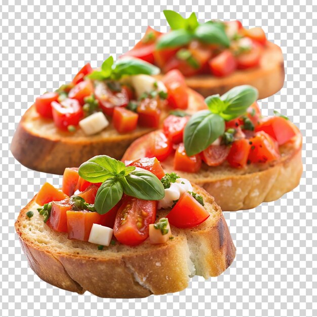 PSD pan de tomate y albahaca sobre un fondo transparente