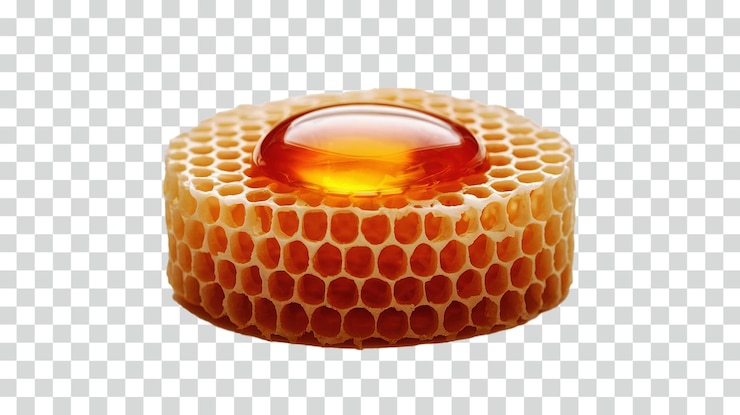 PSD un panal de miel con estructura hexagonal aislado sobre un fondo transparente