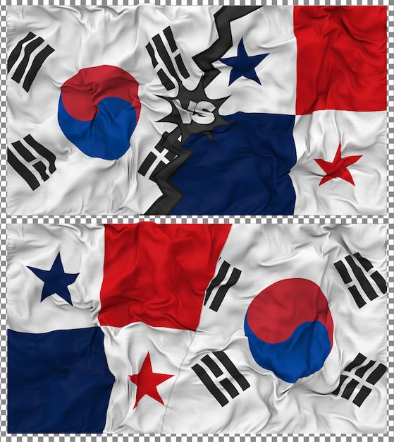 Panamá contra Corea del Sur Media bandera combinada con textura en 3D