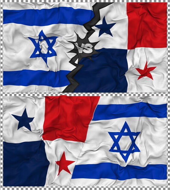Panamá contra Israel Media bandera combinada con textura 3D de la tela de la bandera
