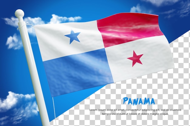 Panama realistische flagge 3d render isoliert oder 3d panama wehende flagge illustration