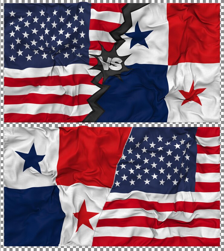 PSD panamá vs estados unidos meia bandeira combinada tesoura bump texture relação bilateral renderização 3d