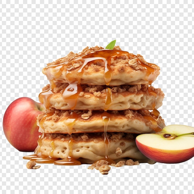 Pancakes de maçã de canela streusel isolados em fundo transparente