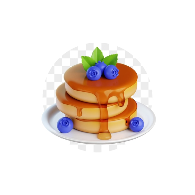 Pancakes de mirtilo em 3D