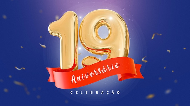 Pancarta de aniversario de 19 años