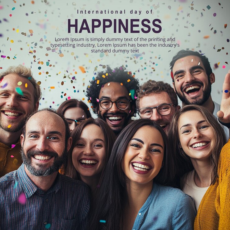 PSD una pancarta atractiva para el día internacional de la felicidad