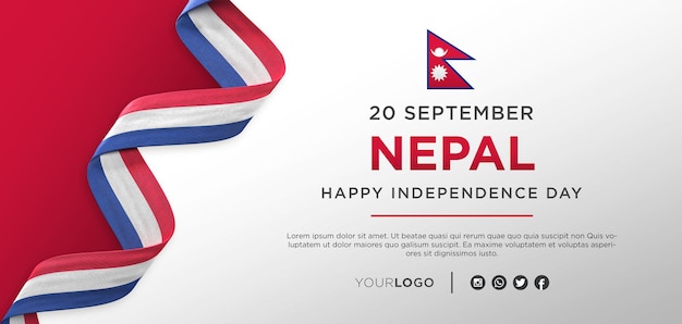 Pancarta de celebración del día de la independencia nacional de Nepal, aniversario nacional