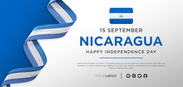 PSD pancarta de celebración del día de la independencia nacional de nicaragua, aniversario nacional