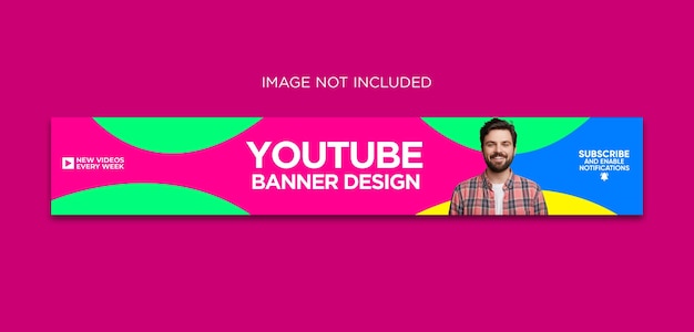 PSD una pancarta rosa con un hombre que dice diseño de pancarta de youtube.