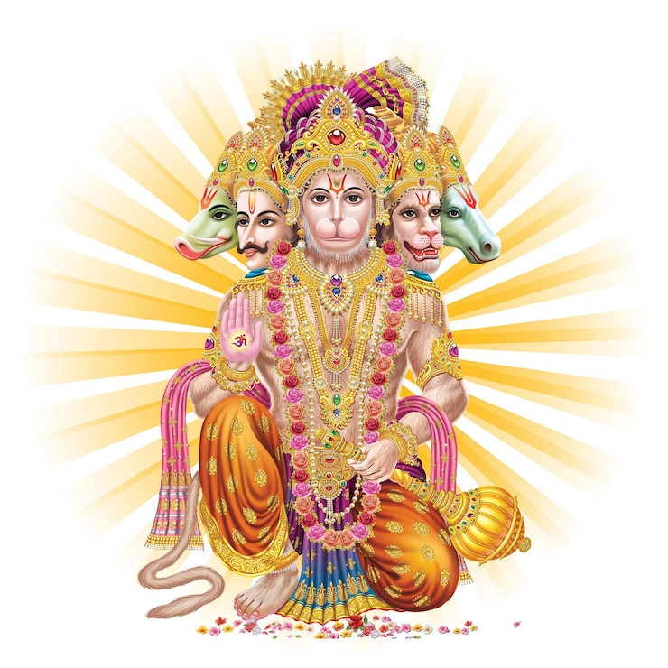 PSD panchamukhi hanuman la forme à cinq faces du dieu singe