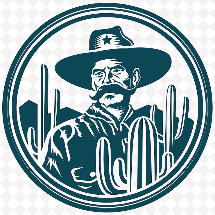 PSD pancho villa com um impressionante medalhão capturando seu retrato desenhos de símbolos da cultura mexicana