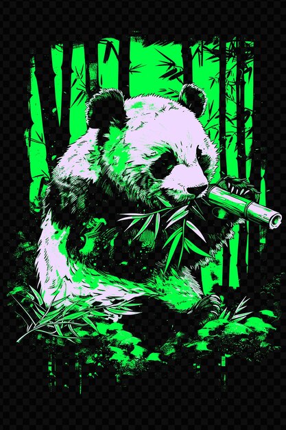 PSD un panda con un arma en la boca está sosteniendo un arma