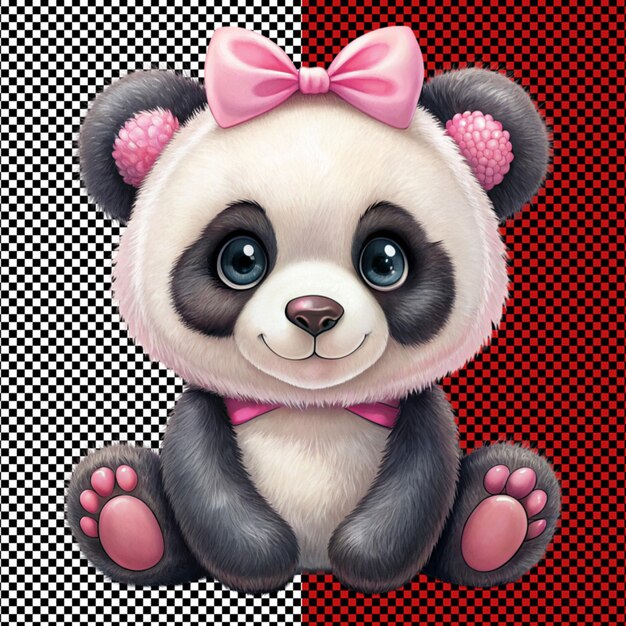 PSD panda branco e rosa em fundo transparente