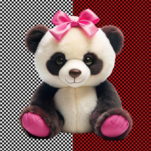 PSD panda branco e rosa em fundo transparente