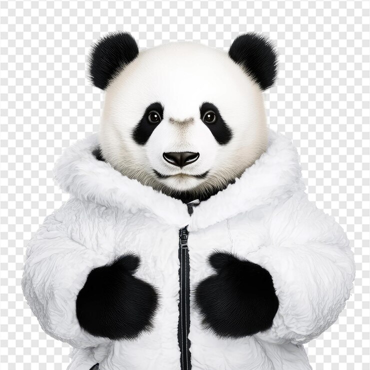 PSD panda con una capa blanca