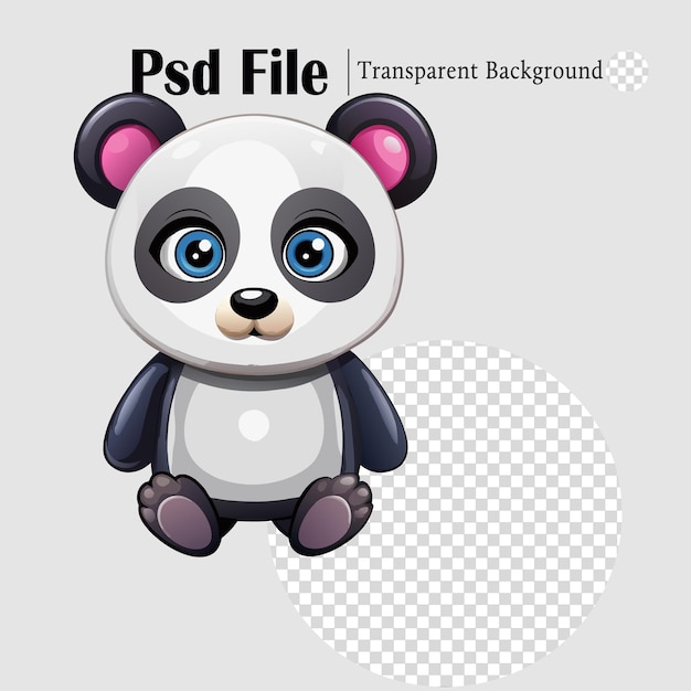 Le panda de dessin animé sur un fond transparent