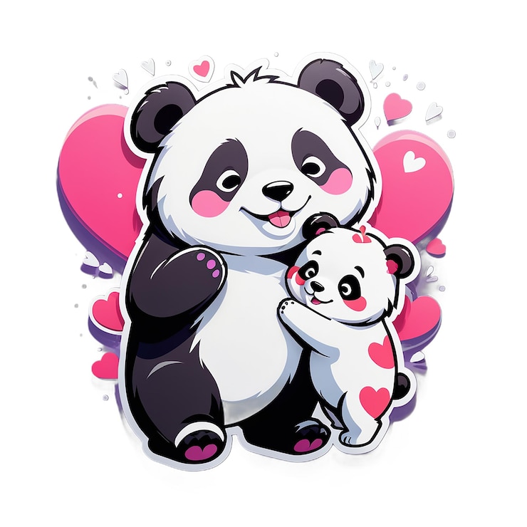 PSD panda enamorado de un perro pegatina