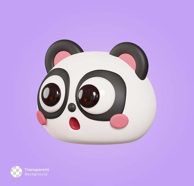 Panda Gesicht Seitenansicht isoliert niedlichen Cartoon Tierkopf 3D-Render-Illustration