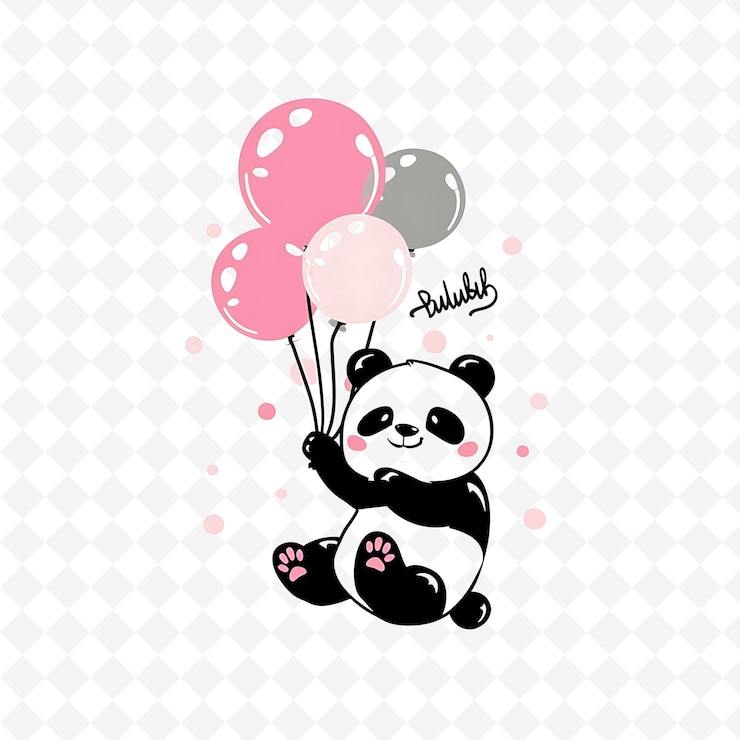 PSD un panda con globos y un panda en él