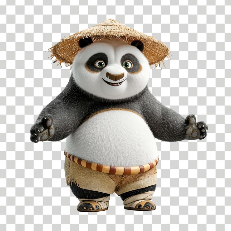 Un panda kung fu con un fondo transparente