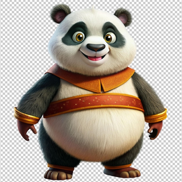 PSD un panda de kung fu muy bonito sobre un fondo transparente