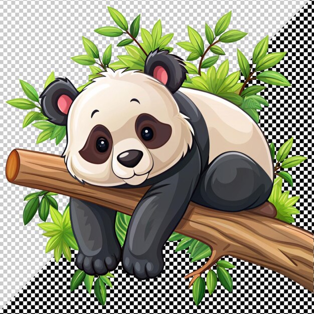 PSD un panda mignon dort dans un arbre.